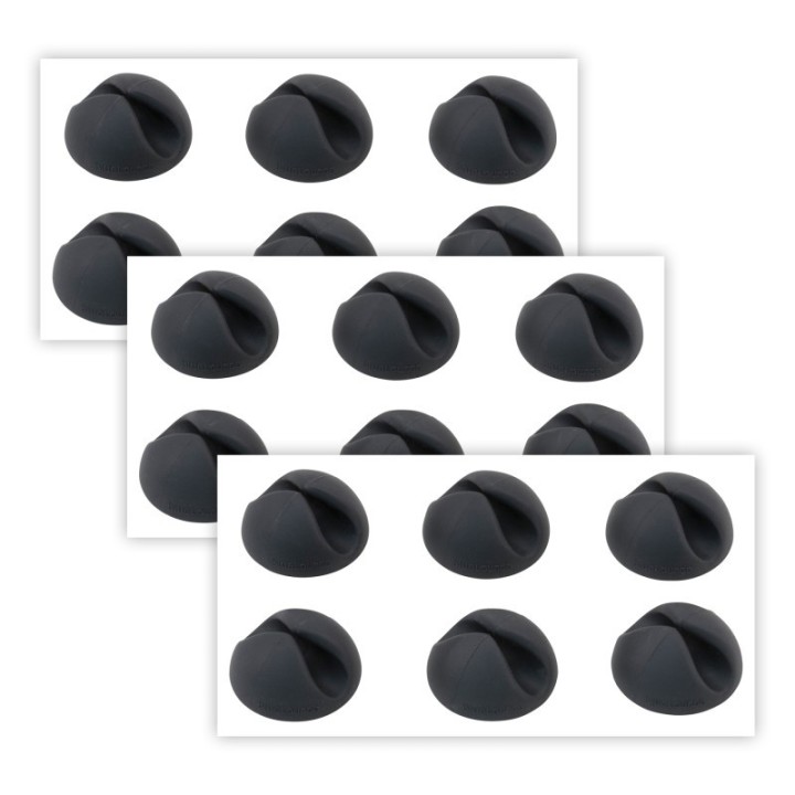 Bluelounge® Cabledrops Cord Management, Black, 6 Per Pack, 3 Packs