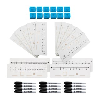 Charles Leonard Class Pack Dry Erase Double-Sided Number Lines with Markers and Erasers, 12 Sets