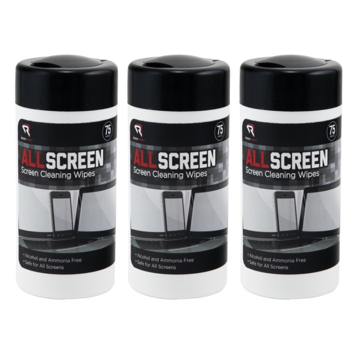 Read Right® AllScreen Screen Cleaning Wipes, 75 Per Tub, 3 Tubs