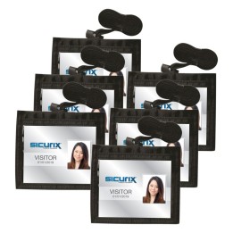 SICURIX Convention ID Neck Pouch Badge Holder, Horizontal, Adjustable Cord, 3" x 4" Insert, Black, Pack of 6