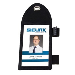 SICURIX Pen Loop ID Neck Pouch Badge Holder, Vertical, Black