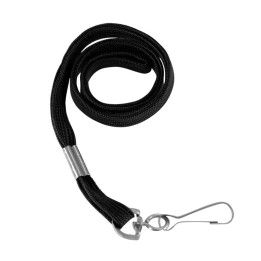 SICURIX Flat Lanyard with J Hook, Black, Pack of 100