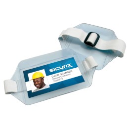SICURIX Armband Badge Holders Elastic Strap, Horizontal, Clear, Pack of 12