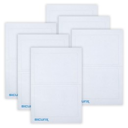 SICURIX Plain Adhesive Badges, White, 100 Per Pack, 6 Packs
