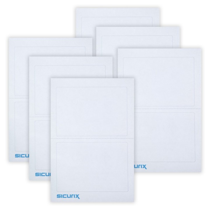 SICURIX Plain Adhesive Badges, White, 100 Per Pack, 6 Packs