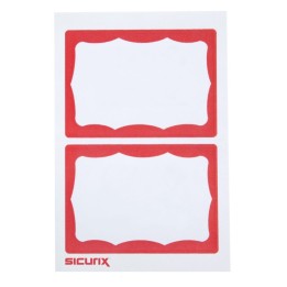 SICURIX Adhesive Badges, Red Border, Pack of 100