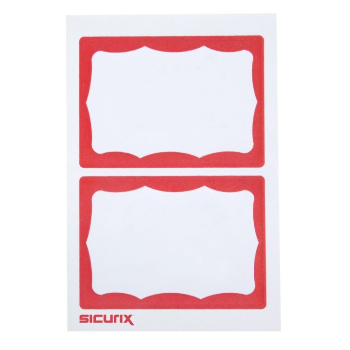 SICURIX Adhesive Badges, Red Border, Pack of 100