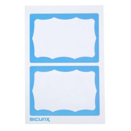 SICURIX Adhesive Badges, Blue Border, Pack of 100