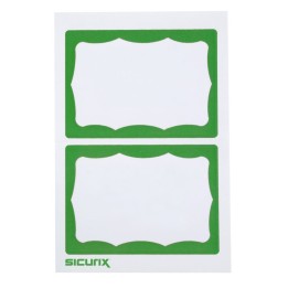 SICURIX Adhesive Badges, Green Border, Pack of 100