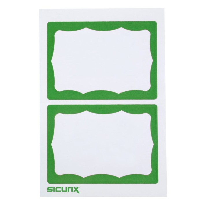 SICURIX Adhesive Badges, Green Border, Pack of 100
