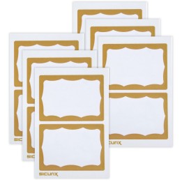 SICURIX Adhesive Badges, Gold Border, 100 Per Pack, 6 Packs