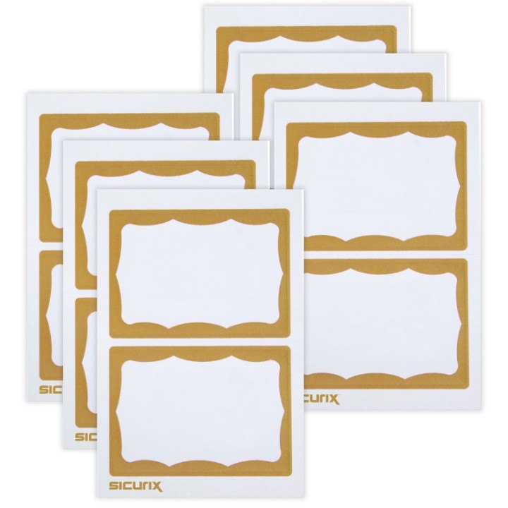 SICURIX Adhesive Badges, Gold Border, 100 Per Pack, 6 Packs