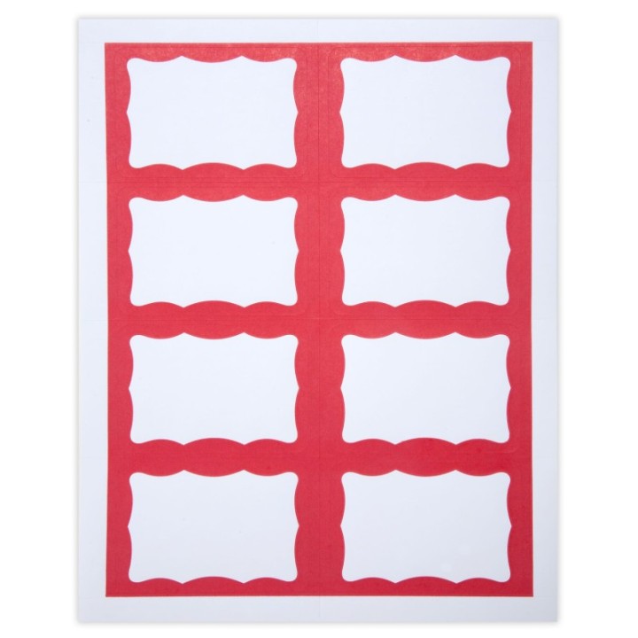 SICURIX Adhesive Badges, Red Border, Pack of 200