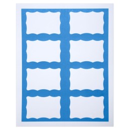 SICURIX Adhesive Badges, Blue Border, Pack of 200