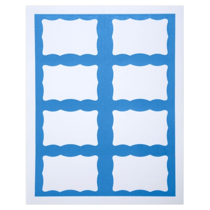SICURIX Adhesive Badges, Blue Border, Pack of 200