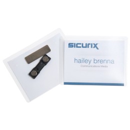 SICURIX Magnetic ID Badge Holder Kit with Printable Inserts, 4" x 3", Pack of 20