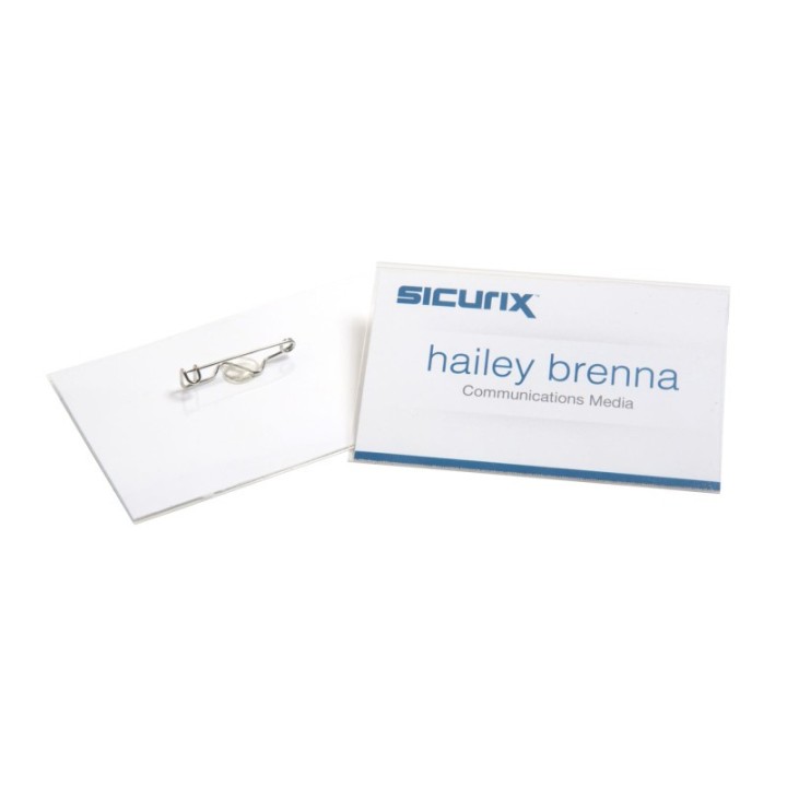 SICURIX Pin Style ID Badge Holder Kit with Printable Inserts, 3-1/2" x 2-1/4", Pack of 100