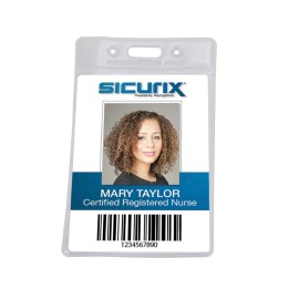 SICURIX Standard Vinyl Badge Holder, Vertical, Pack of 50