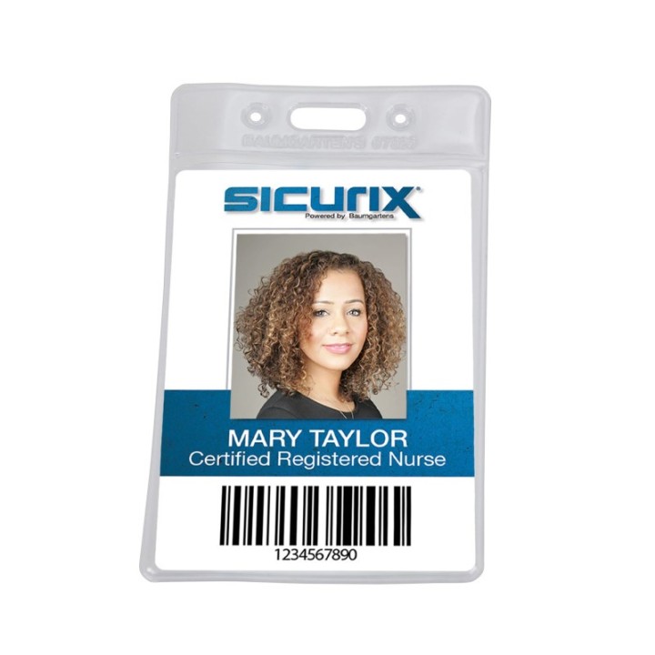 SICURIX Standard Vinyl Badge Holder, Vertical, Pack of 50
