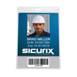 SICURIX Vinyl Badge Holder, Vertical, 4-1/2" x 6-3/4", Pack of 100