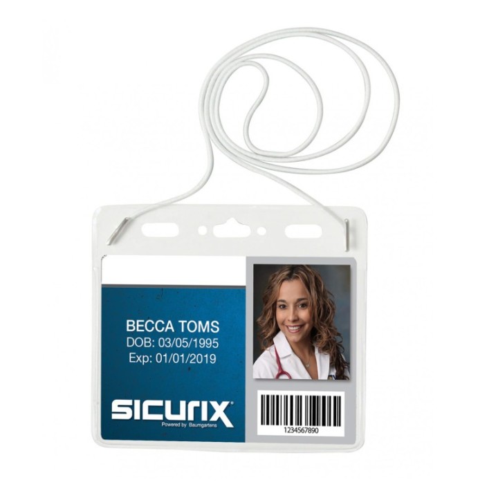 SICURIX Convention Size Badge Holders with Cord, Horizontal, Pack of 25