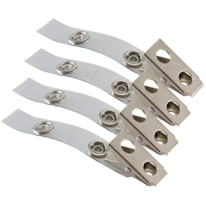 SICURIX Button ID Badge Strap Clips, 25 Per Pack, 4 Packs