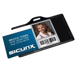 SICURIX Badge Dispensers, Horizontal, Black, Pack of 25