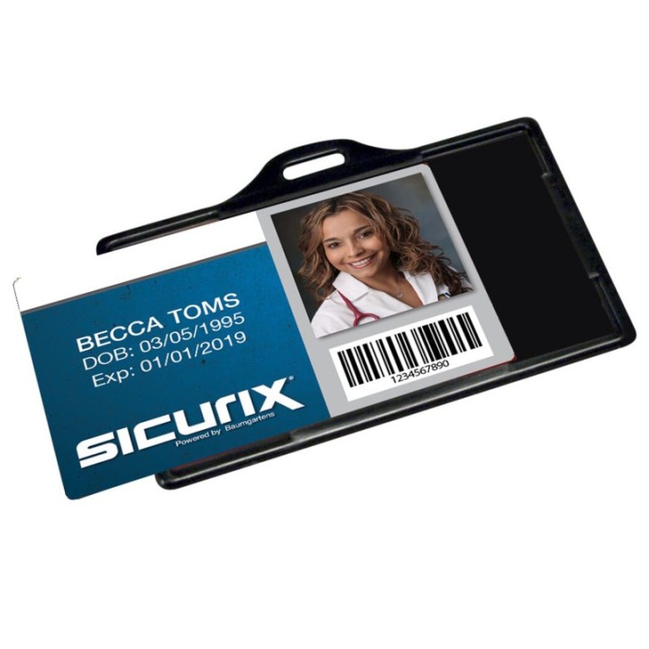 SICURIX Badge Dispensers, Horizontal, Black, Pack of 25