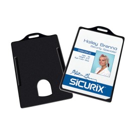 SICURIX Badge Dispensers, Vertical, Black, Pack of 25