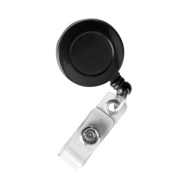 SICURIX Standard ID Badge Reels, Round Belt Clip Strap, Black, Pack of 25