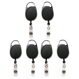 SICURIX Quick Clip Oval ID Badge Reel, Black, Pack of 6