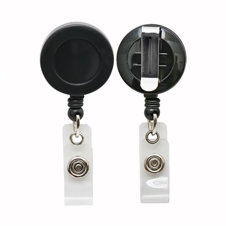 SICURIX Standard Round ID Badge Reel with Belt Clip, Black