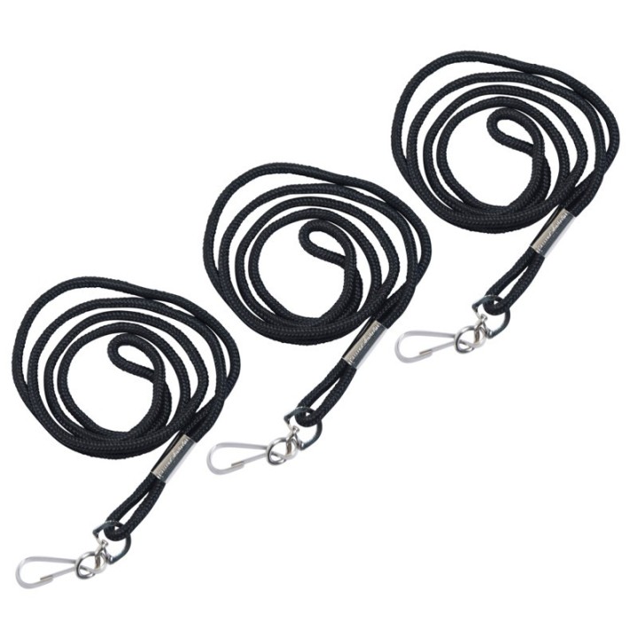 SICURIX Standard Lanyard, Rope Style, J Hook, Black, 12 Per Pack, 3 Packs