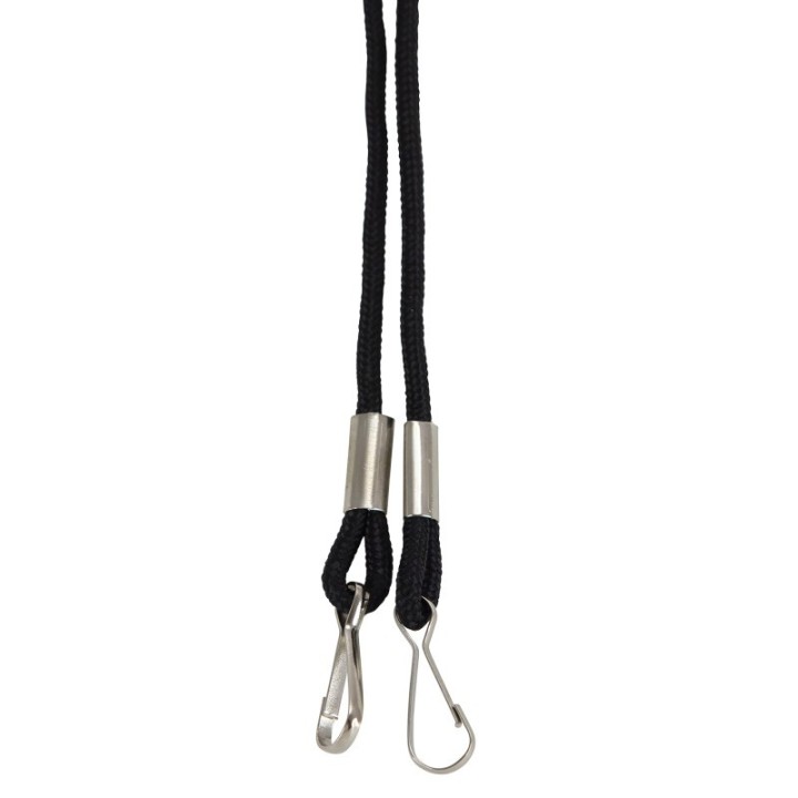 SICURIX Lanyard, Rope Style, 2 J Hooks, Black, Pack of 24