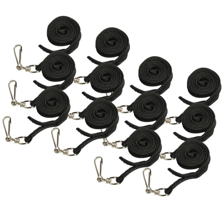 SICURIX Hook & Loop Breakaway Safety Lanyard, Flat Style, Black, Pack of 12