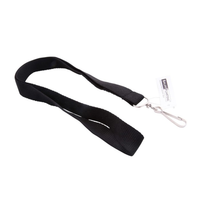 SICURIX Recycled PET Lanyard, Flat Style, J Hook, Black