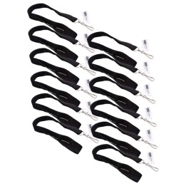 SICURIX Recycled PET Lanyard, Flat Style, J Hook, Black, Pack of 12