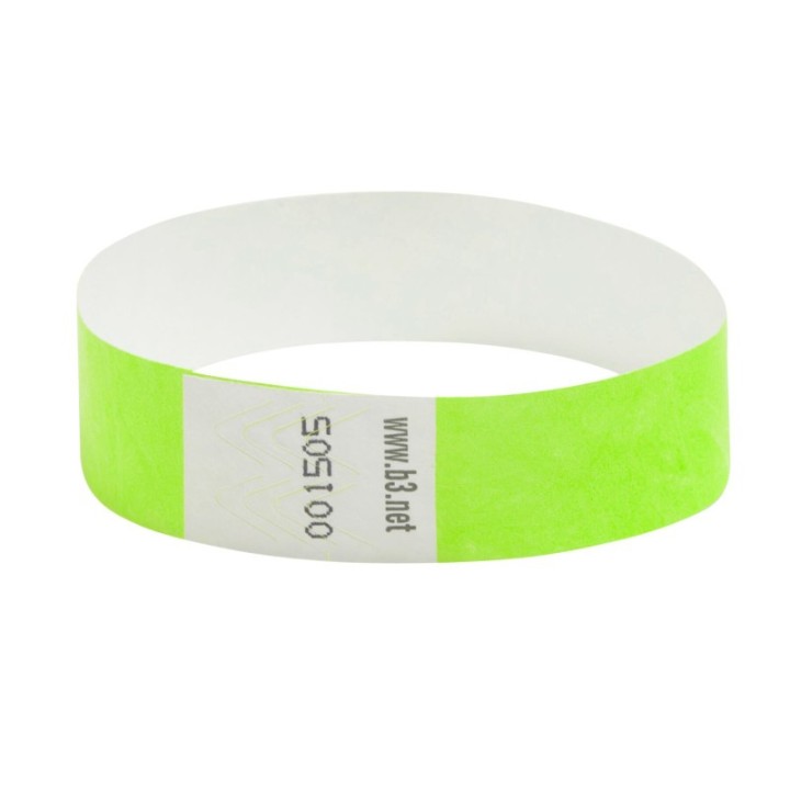 SICURIX Sequentially Numbered Security Wristbands, 3/4", Green, Pack of 100