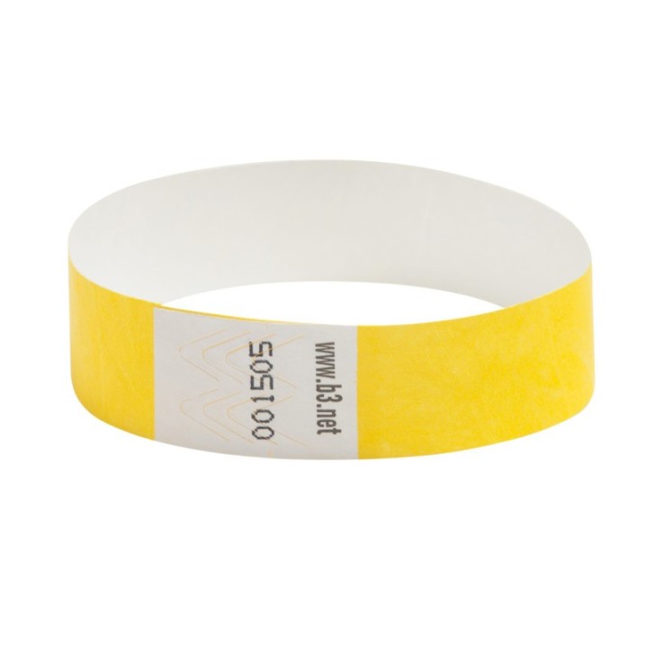 SICURIX Sequentially Numbered Security Wristbands, 3/4", Yellow Pack of 100