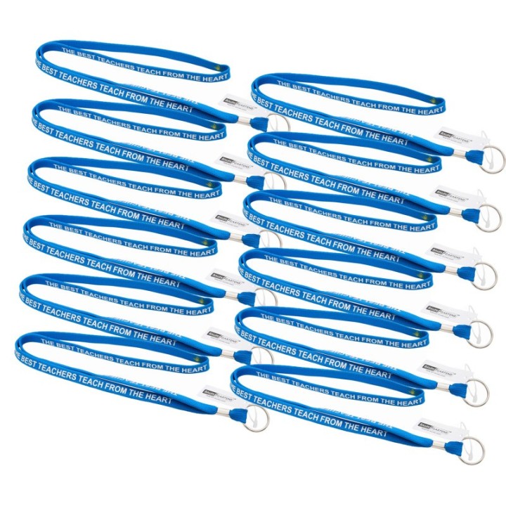 SICURIX Teacher Lanyard, Flat Style, Ring, Pack of 12