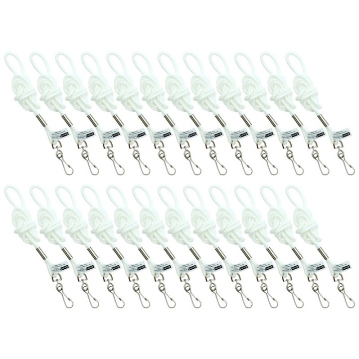 SICURIX Standard Lanyard Hook Rope Style, White, Pack of 24