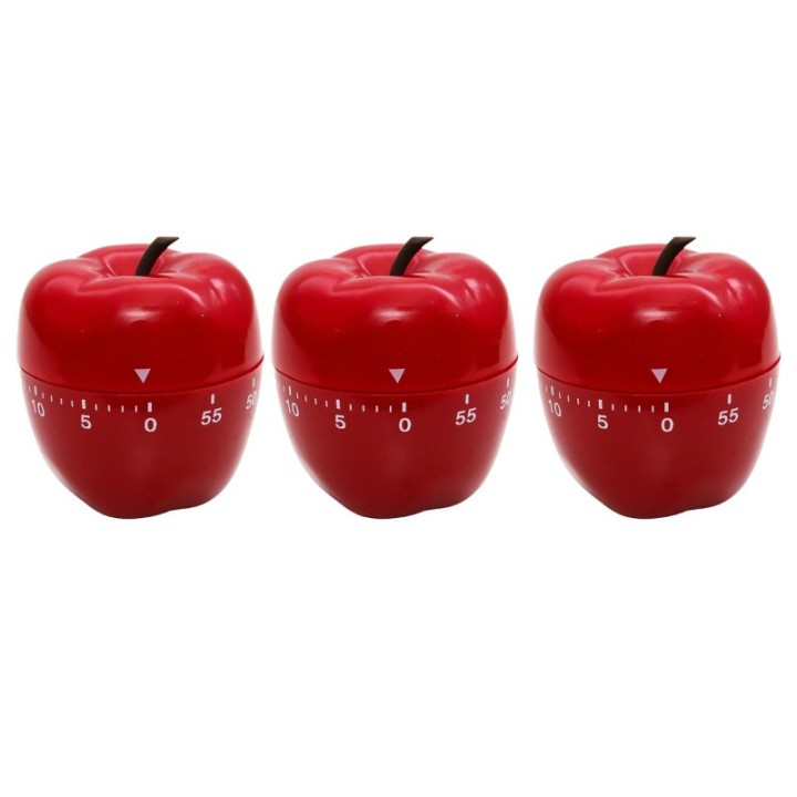 Baumgartens Apple-Shaped Timer, Red, Pack of 3