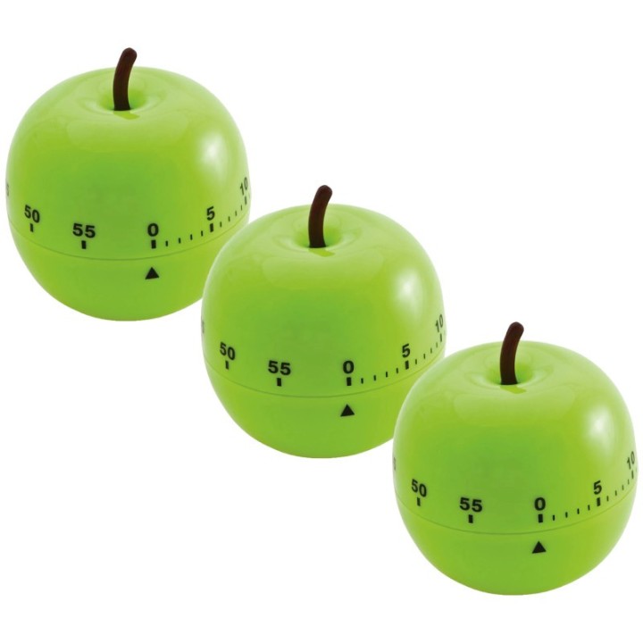 Baumgartens Apple-Shaped Timer, Green, Pack of 3