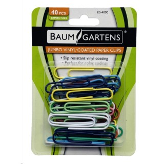Baumgartens Vinyl-Coated Paper Clips, Jumbo Size, Pack of 40