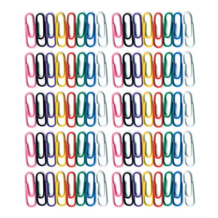 Baumgartens Vinyl-Coated Paper Clips, No. 1 Standard Size, 100 Per Pack, 10 Packs