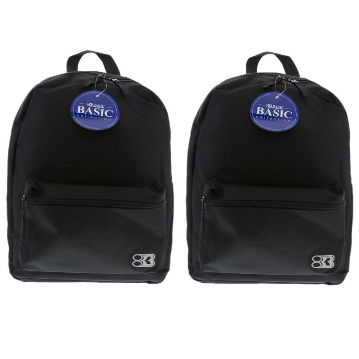 BAZIC Products® Basic Backpack, 16", Black, Pack of 2