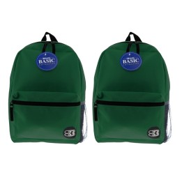 BAZIC Products® Basic Backpack, 16", Green, Pack of 2