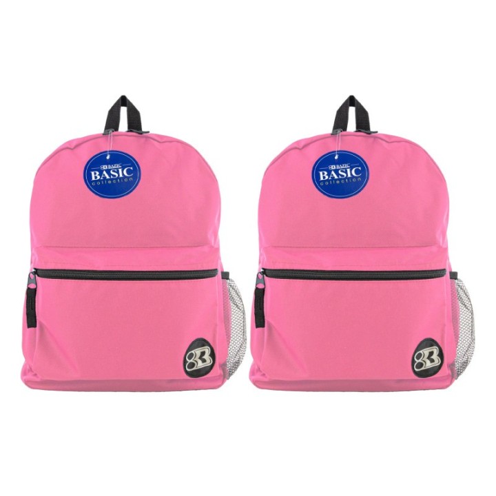 BAZIC Products® Basic Backpack 16" Fuchsia, Pack of 2