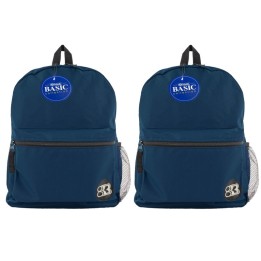 BAZIC Products® 16" Basic Backpack, Navy Blue, Pack of 2