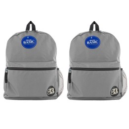 BAZIC Products® 16" Basic Backpack, Gray, Pack of 2